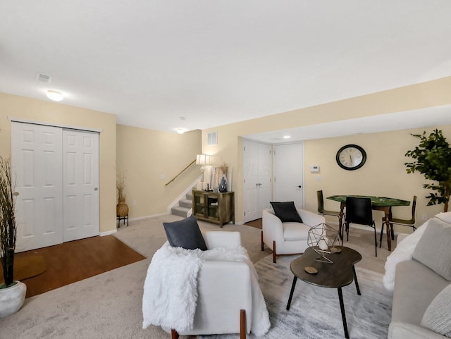 6010 Turnwood Dr Unit 703, Westerville, OH 43081 - carpeted living room with stairway and baseboards
