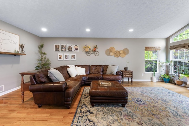369 Highbanks Valley Ct, Newark, OH 43055 - living room with light wood finished floors, recessed lighting, and a textured ceiling