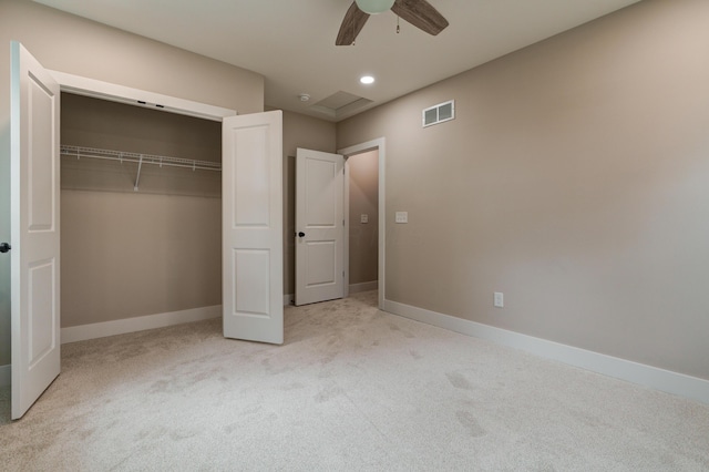 2587 Dayton Ave, Columbus, OH 43202 - unfurnished bedroom with carpet floors, a closet, baseboards, ceiling fan, and recessed lighting