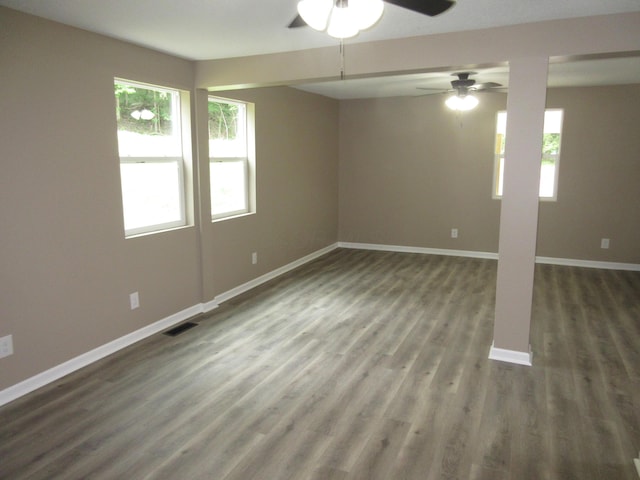 3814 London Hollow Rd NE, Newark, OH 43055 - spare room with a ceiling fan, wood finished floors, and baseboards