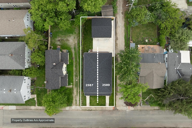 2589 Dayton Ave, Columbus, OH 43202 - aerial perspective of suburban area with property parcel outlined
