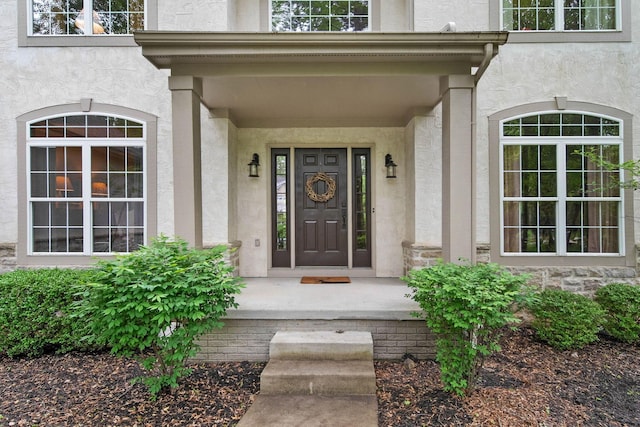 364 Morgan Ln, Columbus, OH 43230 - view of exterior entry with stucco siding and stone siding