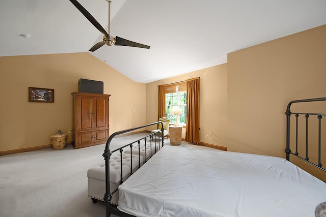 364 Morgan Ln, Columbus, OH 43230 - bedroom with vaulted ceiling, light carpet, baseboards, and ceiling fan