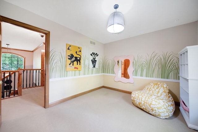 364 Morgan Ln, Columbus, OH 43230 - unfurnished room featuring an upstairs landing, carpet, and baseboards