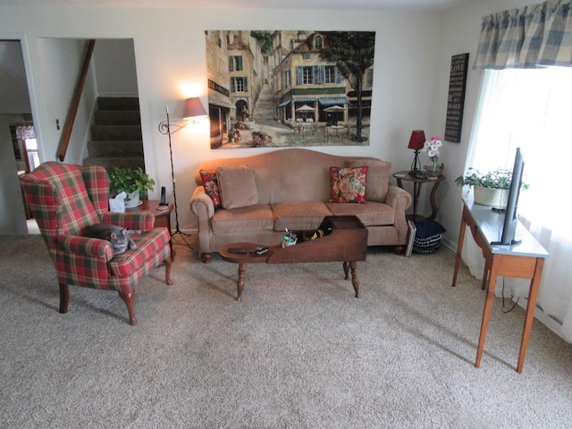 302 W Hubert Ave, Lancaster, OH 43130 - living room with carpet and stairs