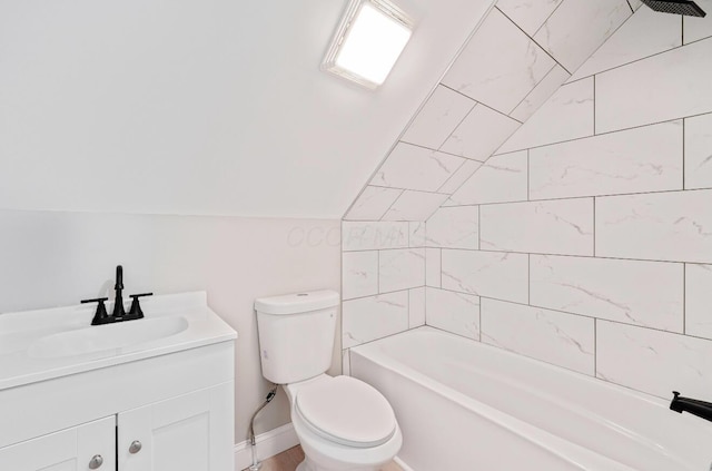 202 Toland St, London, OH 43140 - full bathroom featuring toilet, vanity, baseboards, and washtub / shower combination