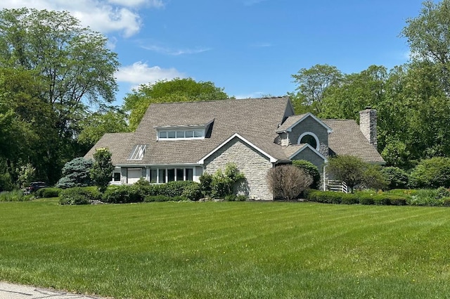 2323 Colts Neck Rd, Blacklick, OH 43004 - shingle-style home with a front yard, stone siding, and a chimney