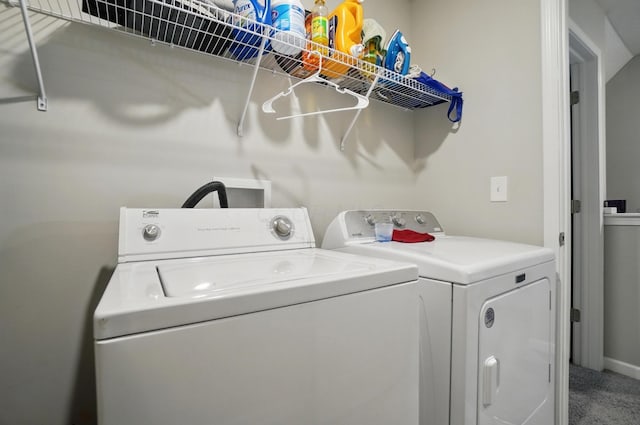 5416 Branchville Dr, Canal Winchester, OH 43110 - laundry room featuring washing machine and clothes dryer, baseboards, and carpet
