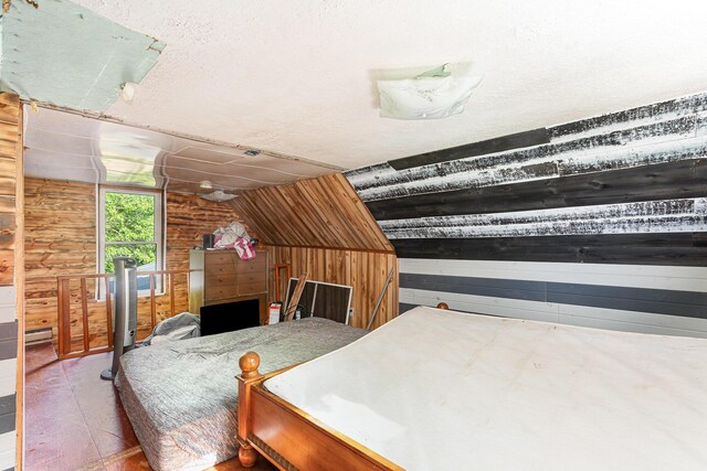 14552 Snyder Rd, Richwood, OH 43344 - bedroom with wooden walls and vaulted ceiling
