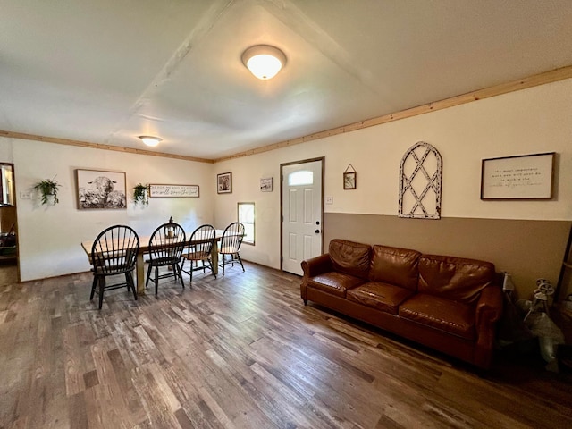 10070 Wolfe Rd, New Vienna, OH 45159 - living room with wood finished floors and ornamental molding