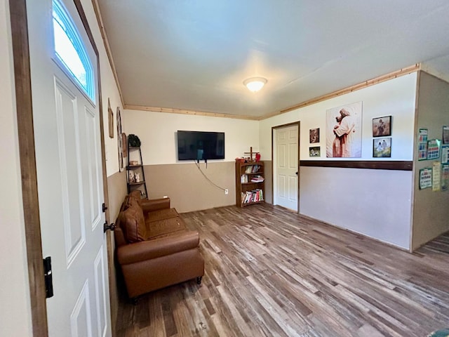 10070 Wolfe Rd, New Vienna, OH 45159 - living area with wood finished floors and ornamental molding