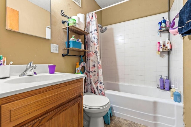 1847 Agler Rd, Columbus, OH 43224 - bathroom with vanity, shower / bath combo, and tile patterned floors