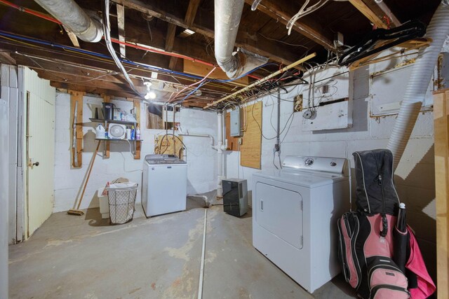 297 E Welch Ave, Columbus, OH 43207 - unfinished basement featuring separate washer and dryer and electric panel