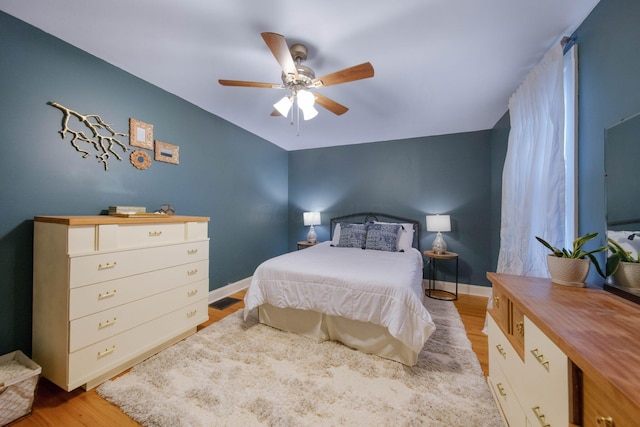 297 E Welch Ave, Columbus, OH 43207 - bedroom featuring light wood-style flooring, a ceiling fan, and baseboards