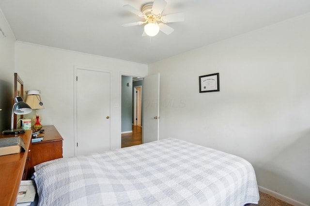 1120 Morning St, Worthington, OH 43085 - bedroom with a ceiling fan, baseboards, and carpet floors