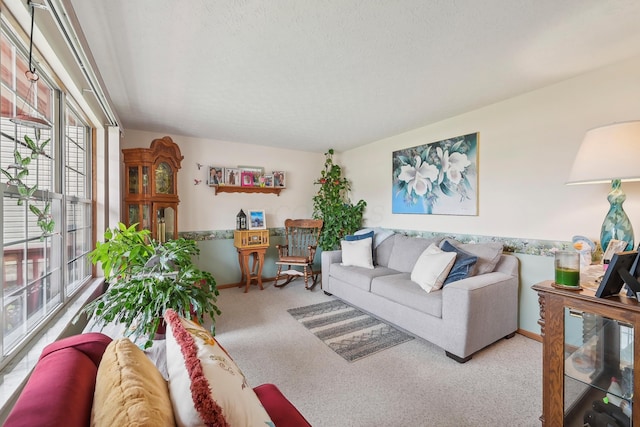 5046 Rolling Rock Ct, Columbus, OH 43229 - living room featuring carpet flooring, a textured ceiling, and baseboards