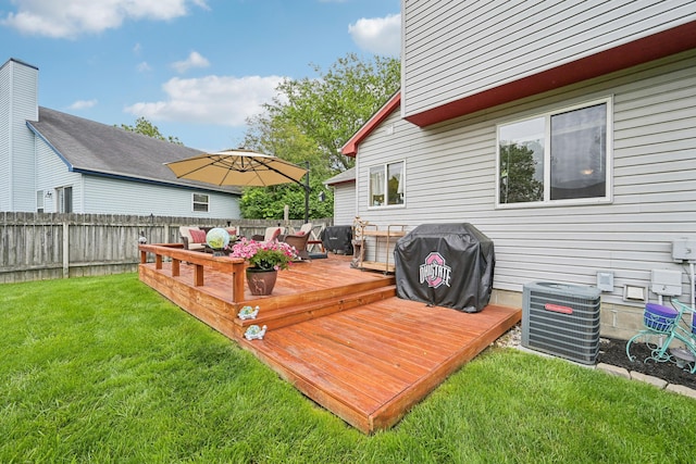 5046 Rolling Rock Ct, Columbus, OH 43229 - wooden deck with central AC and a grill