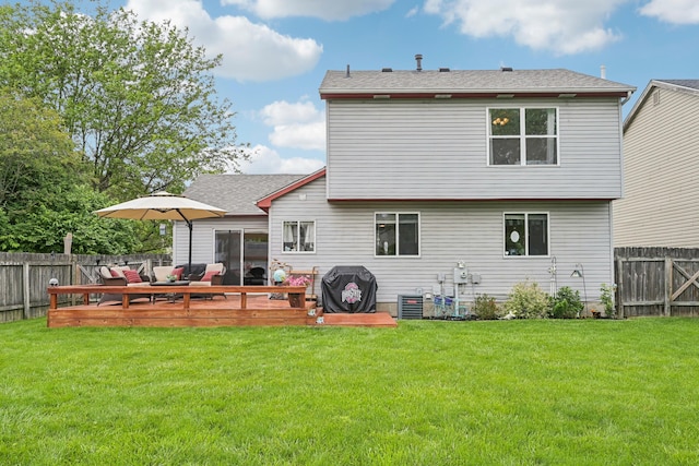 5046 Rolling Rock Ct, Columbus, OH 43229 - rear view of property featuring a deck and central AC unit