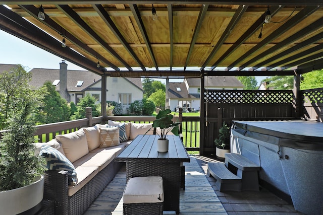 7775 Pembrook Dr, Reynoldsburg, OH 43068 - wooden deck with a hot tub and an outdoor living space