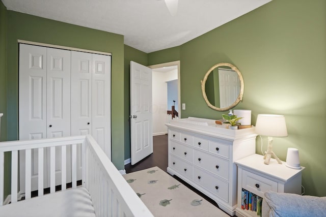 336 Saint Thomas Dr, Westerville, OH 43081 - bedroom featuring a closet, baseboards, and a crib