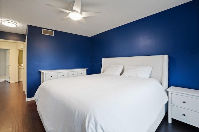 336 Saint Thomas Dr, Westerville, OH 43081 - bedroom with dark wood-style flooring, baseboards, and a ceiling fan