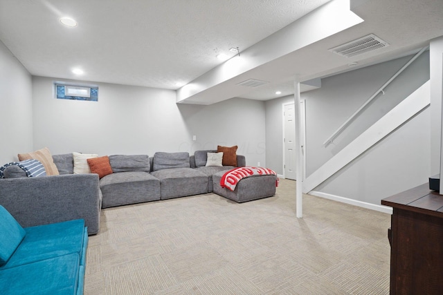 336 Saint Thomas Dr, Westerville, OH 43081 - carpeted living room featuring recessed lighting and stairs
