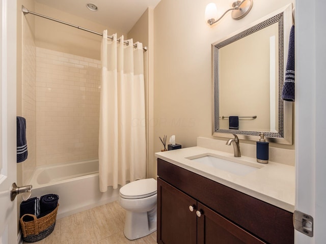 11465 Canby Ct, Plain City, OH 43064 - bathroom featuring vanity, toilet, shower / tub combo, and tile patterned flooring