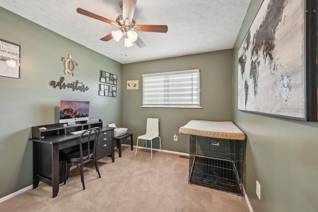 268 Southwood Rd, West Jefferson, OH 43162 - carpeted office space featuring ceiling fan, baseboards, and a textured ceiling