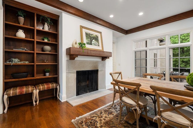 2989 Old Path Rd, Blacklick, OH 43004 - dining room featuring dark wood-style flooring, a high end fireplace, and recessed lighting