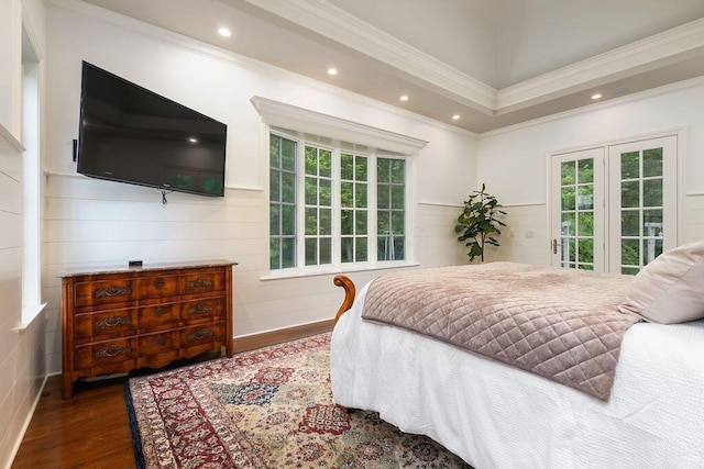 2989 Old Path Rd, Blacklick, OH 43004 - bedroom featuring wood finished floors, access to outside, ornamental molding, and recessed lighting