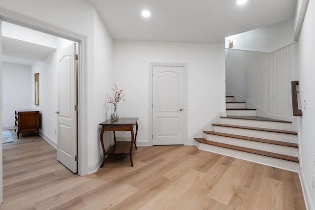 2989 Old Path Rd, Blacklick, OH 43004 - staircase with wood finished floors, recessed lighting, and baseboards