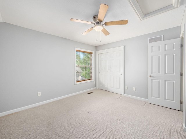 6628 Dalmore Ln, Dublin, OH 43016 - unfurnished bedroom featuring baseboards, light colored carpet, a closet, and a ceiling fan