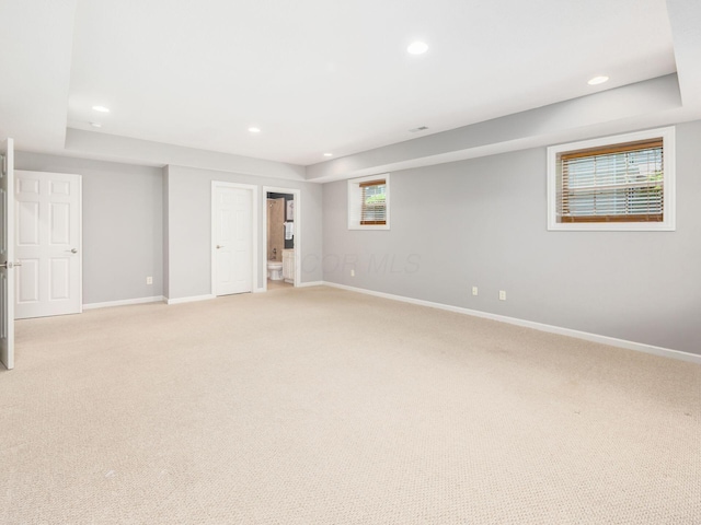 6628 Dalmore Ln, Dublin, OH 43016 - below grade area with light carpet, baseboards, and recessed lighting