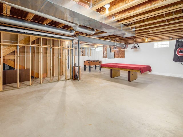 6628 Dalmore Ln, Dublin, OH 43016 - below grade area featuring electric panel and pool table
