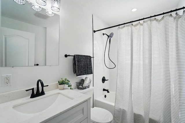 446 E Beck St, Columbus, OH 43206 - bathroom featuring vanity, toilet, and shower / bath combination with curtain