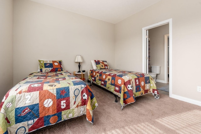 bedroom featuring carpet and baseboards