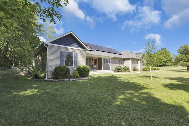 80 Baltimore Somerset Rd NW, Baltimore, OH 43105 - rear view of house featuring roof mounted solar panels and a porch