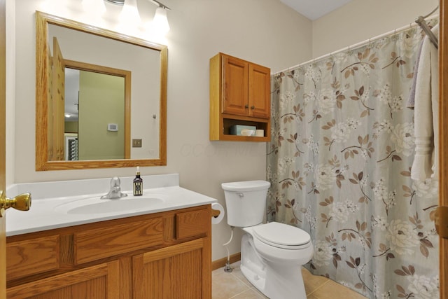 80 Baltimore Somerset Rd NW, Baltimore, OH 43105 - full bath featuring tile patterned floors, toilet, vanity, baseboards, and curtained shower