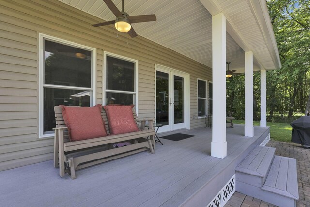 80 Baltimore Somerset Rd NW, Baltimore, OH 43105 - deck featuring a ceiling fan, french doors, and area for grilling