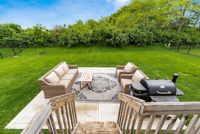417 Oakland Hills Loop, Commercial Point, OH 43116 - view of yard with an outdoor living space and view of wooded area