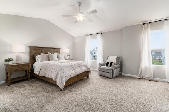 417 Oakland Hills Loop, Commercial Point, OH 43116 - bedroom with lofted ceiling, multiple windows, light carpet, and baseboards