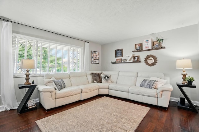 723 W Winmar Pl, Westerville, OH 43081 - living room with dark wood-style flooring and a textured ceiling