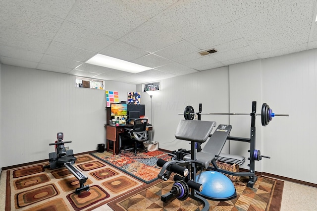 723 W Winmar Pl, Westerville, OH 43081 - exercise area with baseboards and a paneled ceiling