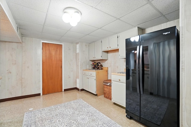 723 W Winmar Pl, Westerville, OH 43081 - kitchen featuring freestanding refrigerator, a drop ceiling, baseboards, light countertops, and white cabinets