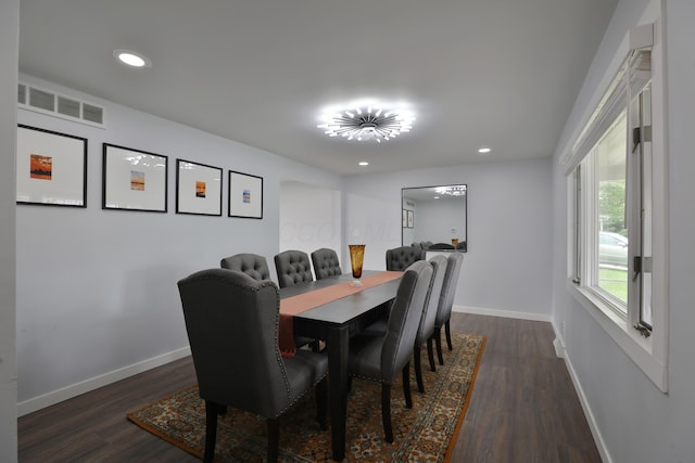 327 Warlock Ct, Columbus, OH 43230 - dining room with dark wood-type flooring, baseboards, and recessed lighting