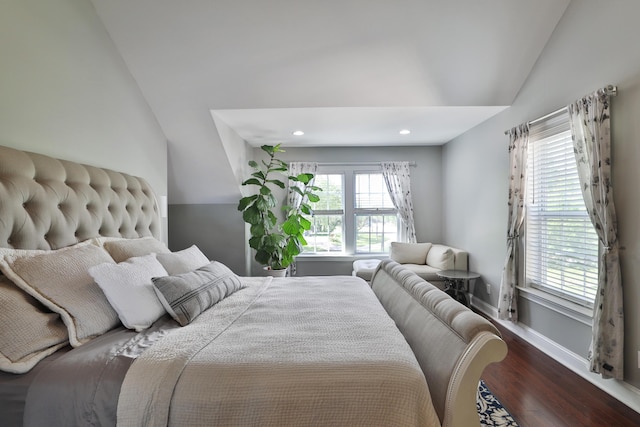 258 Canyon Dr, Columbus, OH 43214 - bedroom with vaulted ceiling, wood finished floors, baseboards, and recessed lighting