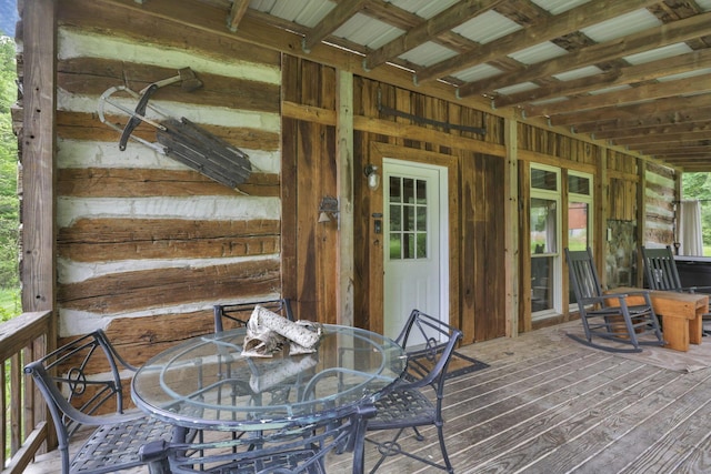 23587 Woltz Rd, Rockbridge, OH 43149 - wooden deck featuring outdoor dining space