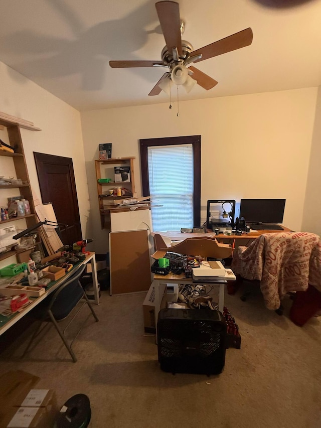 1482 Briarwood Ave, Columbus, OH 43211 - carpeted home office with a ceiling fan
