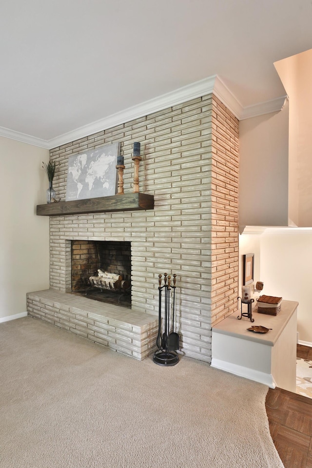 6653 Merwin Rd, Columbus, OH 43235 - unfurnished living room featuring ornamental molding, baseboards, and a fireplace
