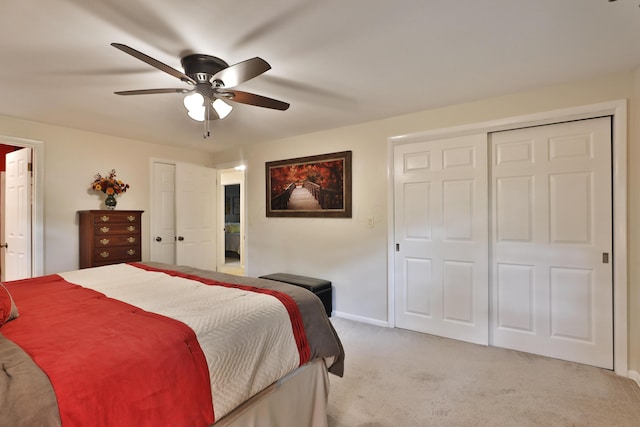 6653 Merwin Rd, Columbus, OH 43235 - bedroom with light carpet, baseboards, and ceiling fan